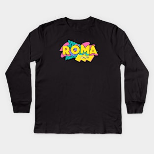 Rome, Italy Retro 90s Logo Kids Long Sleeve T-Shirt